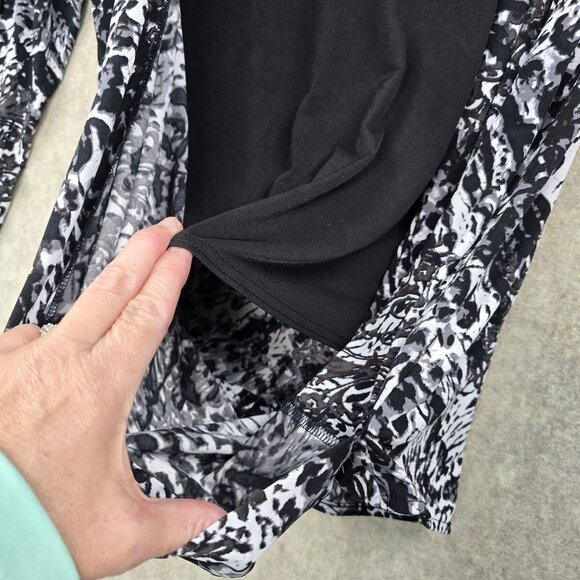 Gloria Vanderbilt Edition Womens Black & White Blouse With Faux Leather Trim - Picture 3 of 9